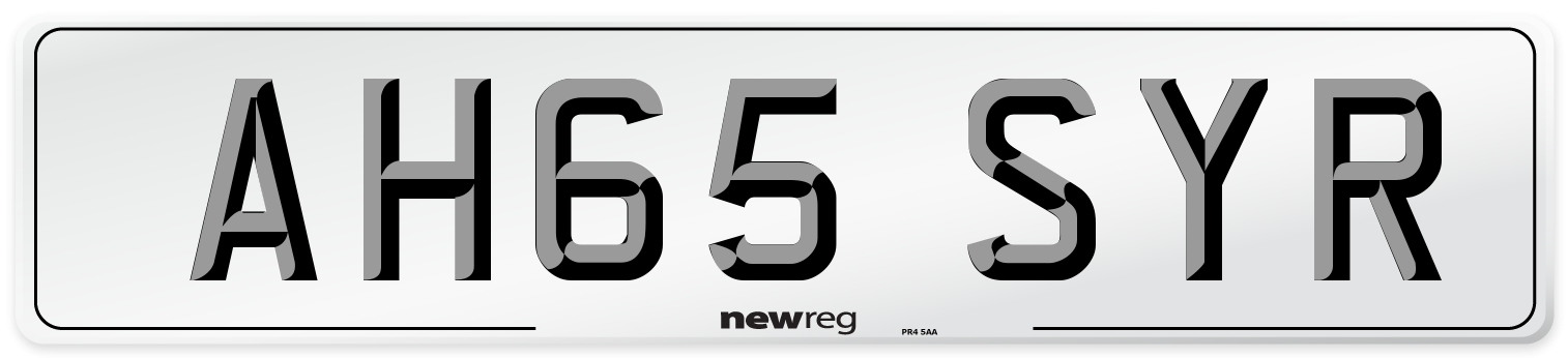AH65 SYR Number Plate from New Reg